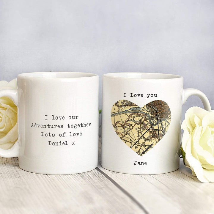 Personalised Memento Mugs Personalised 1896 - 1904 Revised New Map Heart Mug