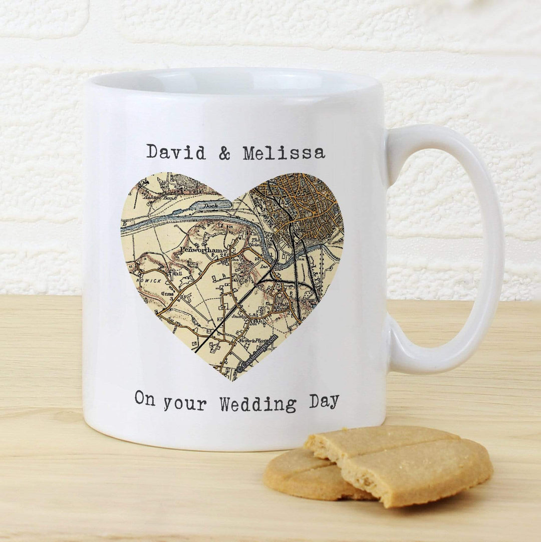 Personalised Memento Mugs Personalised 1896 - 1904 Revised New Map Heart Mug