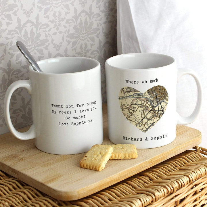 Personalised Memento Mugs Personalised 1896 - 1904 Revised New Map Heart Mug