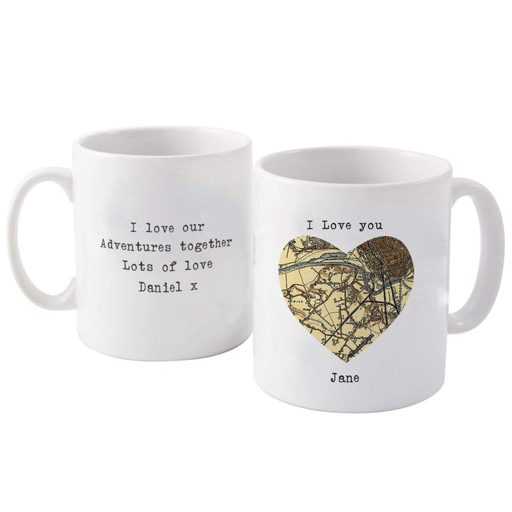 Personalised Memento Mugs Personalised 1896 - 1904 Revised New Map Heart Mug