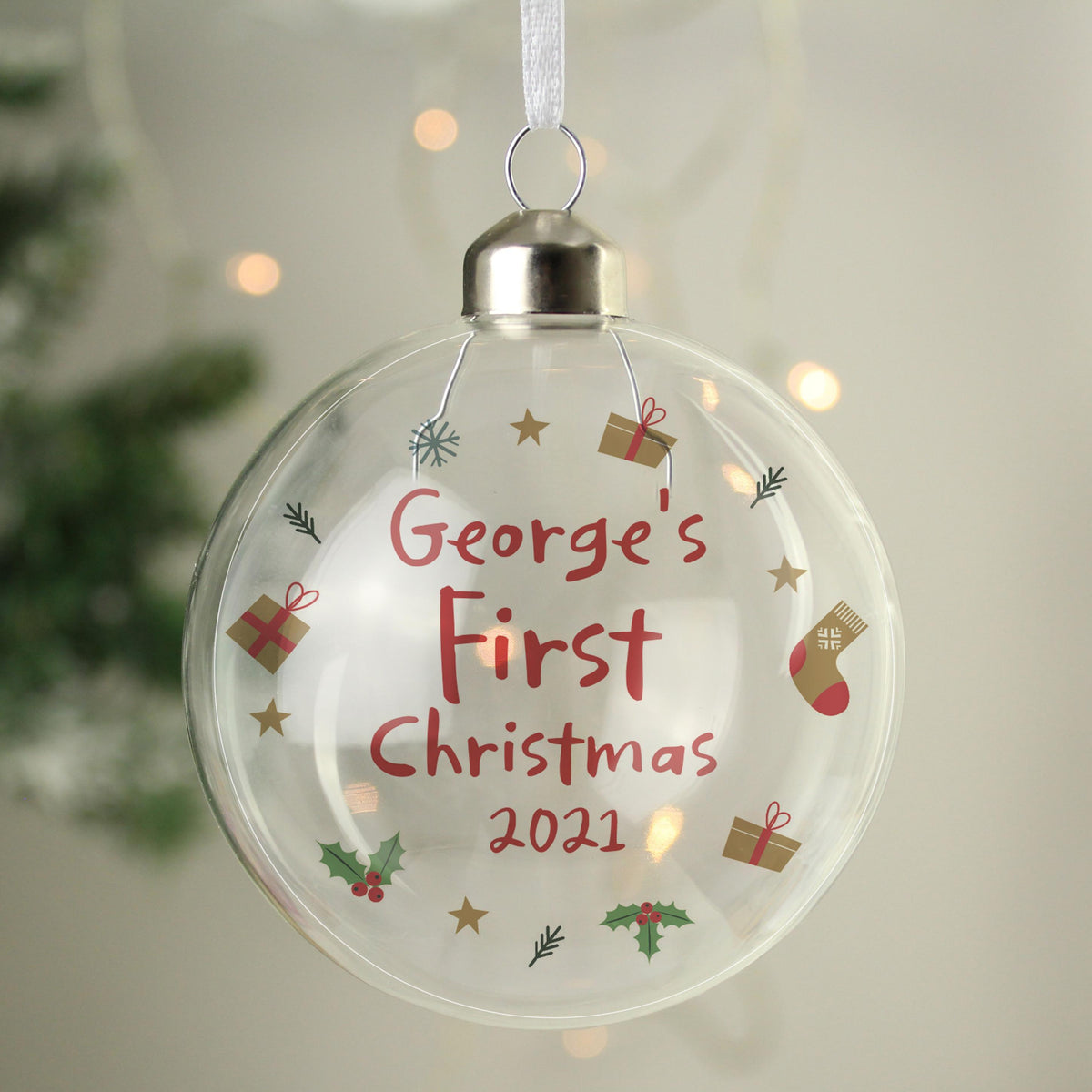 Personalised Memento Personalised 1st Christmas Glass Bauble