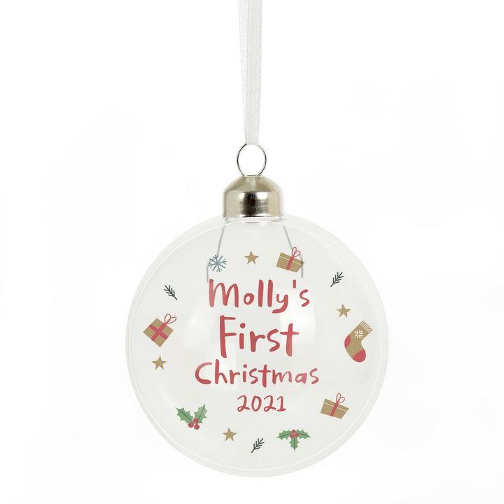 Personalised Memento Personalised 1st Christmas Glass Bauble