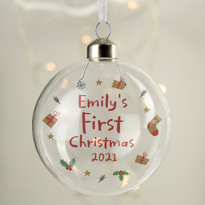Personalised Memento Personalised 1st Christmas Glass Bauble