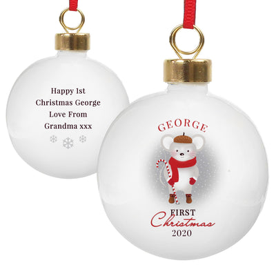 Personalised Memento Personalised '1st Christmas' Mouse Bauble