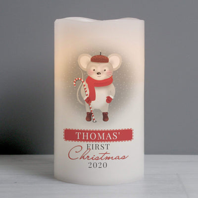 Personalised Memento LED Lights, Candles & Decorations Personalised '1st Christmas' Mouse Nightlight LED Candle