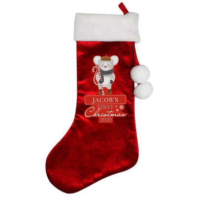 Personalised Memento Personalised '1st Christmas' Mouse Red Stocking