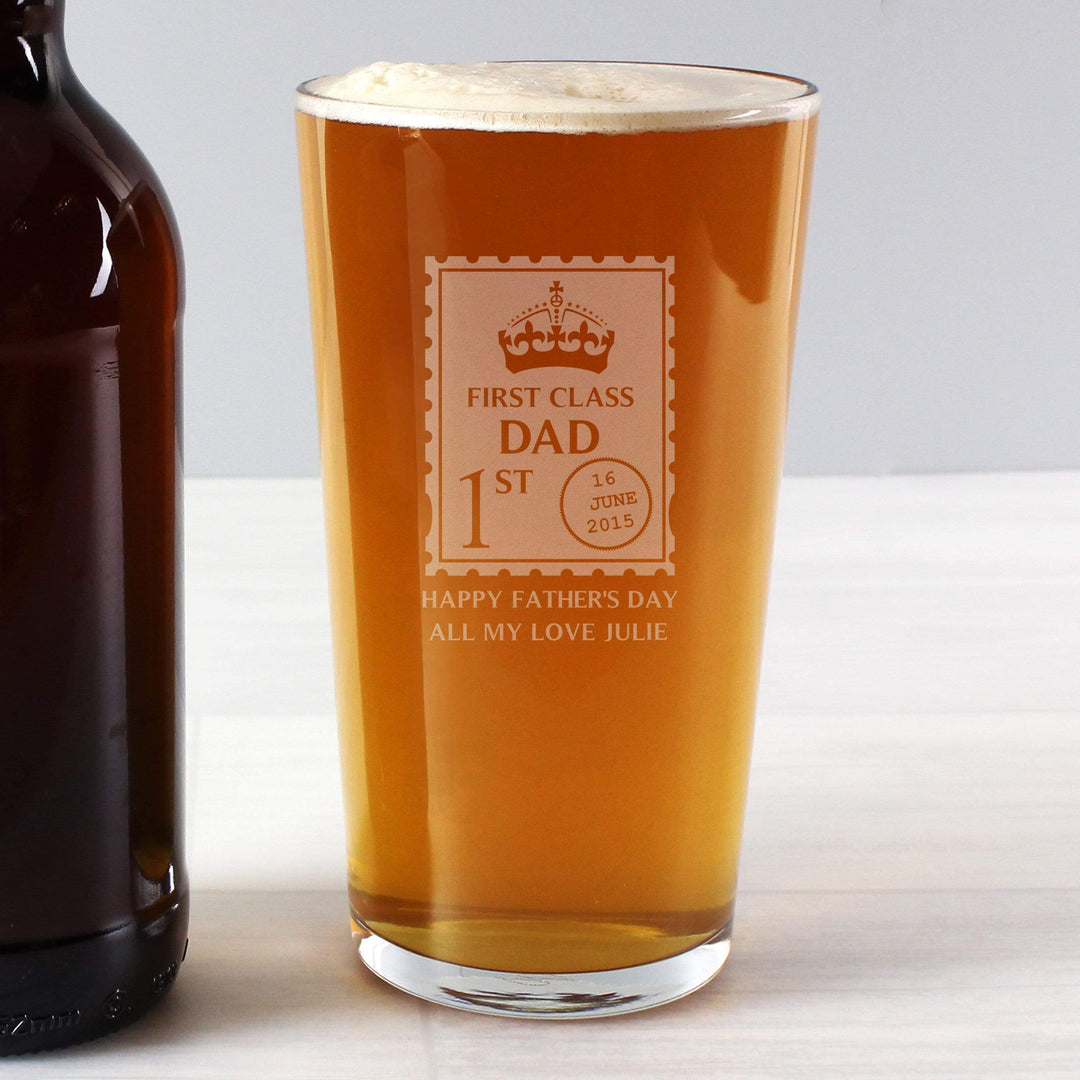 Personalised Memento Glasses &amp; Barware Personalised 1st Class Pint Glass