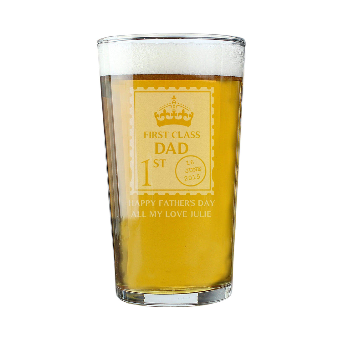 Personalised Memento Glasses &amp; Barware Personalised 1st Class Pint Glass
