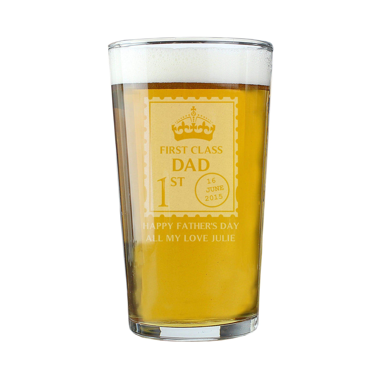 Personalised Memento Glasses & Barware Personalised 1st Class Pint Glass