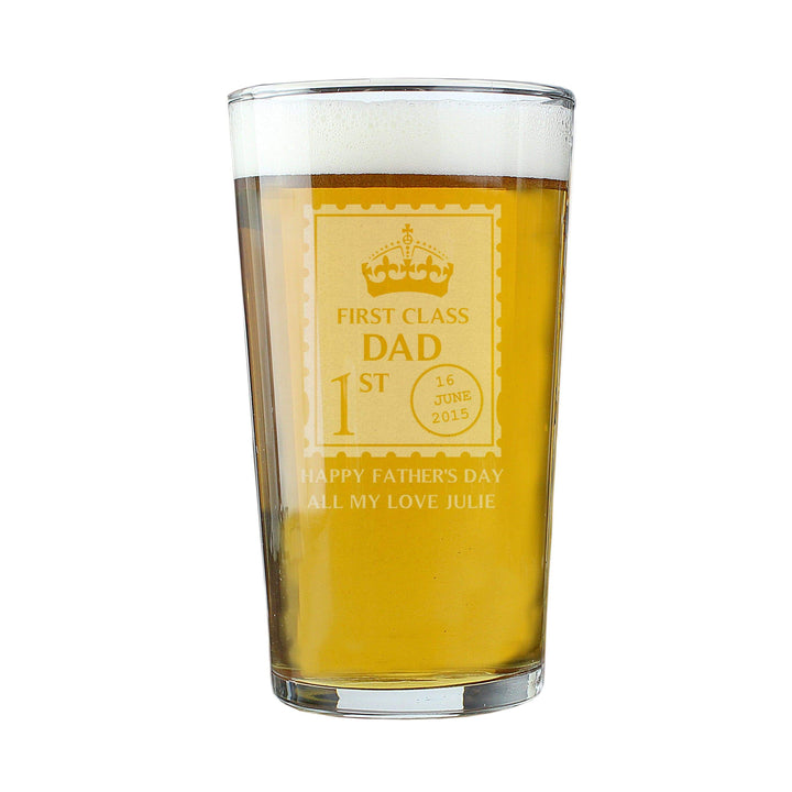Personalised Memento Glasses &amp; Barware Personalised 1st Class Pint Glass
