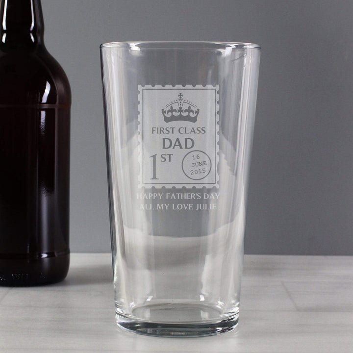 Personalised Memento Glasses &amp; Barware Personalised 1st Class Pint Glass