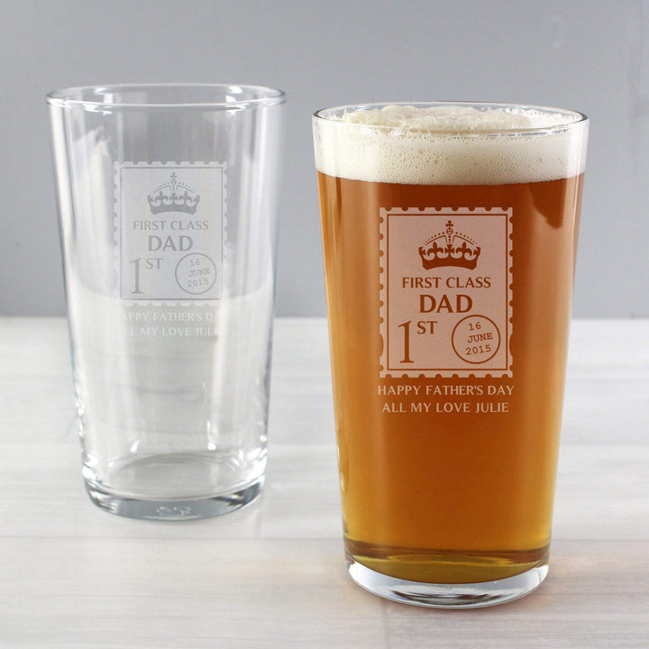 Personalised Memento Glasses &amp; Barware Personalised 1st Class Pint Glass
