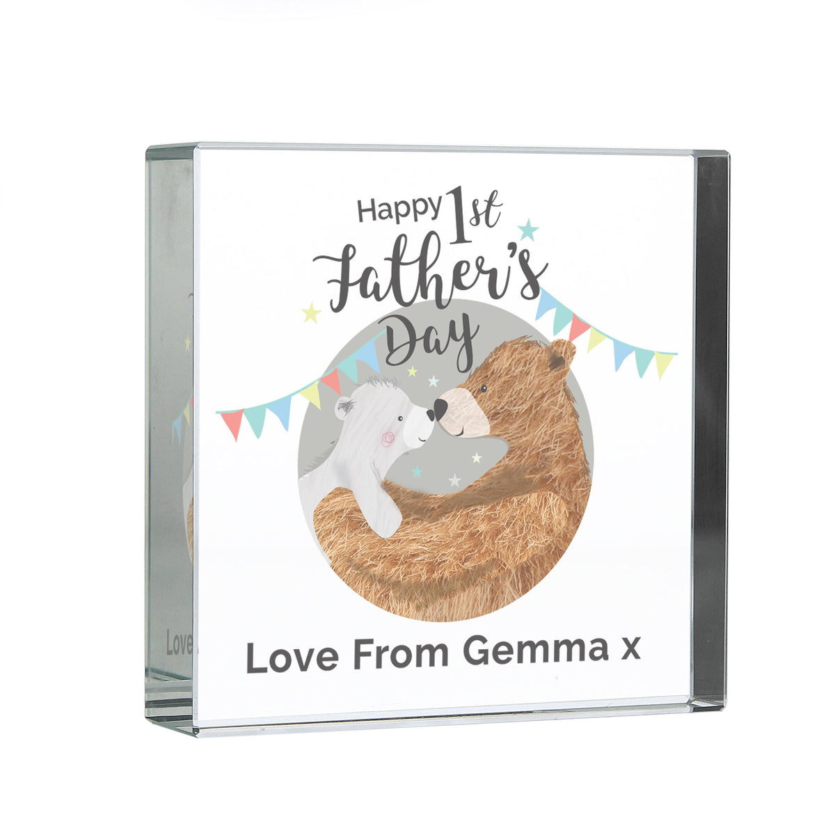 Personalised Memento Ornaments Personalised 1st Father's Day Daddy Bear Large Crystal Token