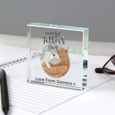 Personalised Memento Ornaments Personalised 1st Father's Day Daddy Bear Large Crystal Token