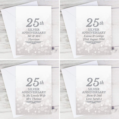 Personalised Memento Greetings Cards Personalised 25th Silver Anniversary Card