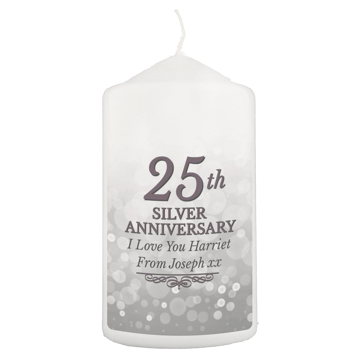 Personalised Memento Candles & Reed Diffusers Personalised 25th Silver Anniversary Pillar Candle