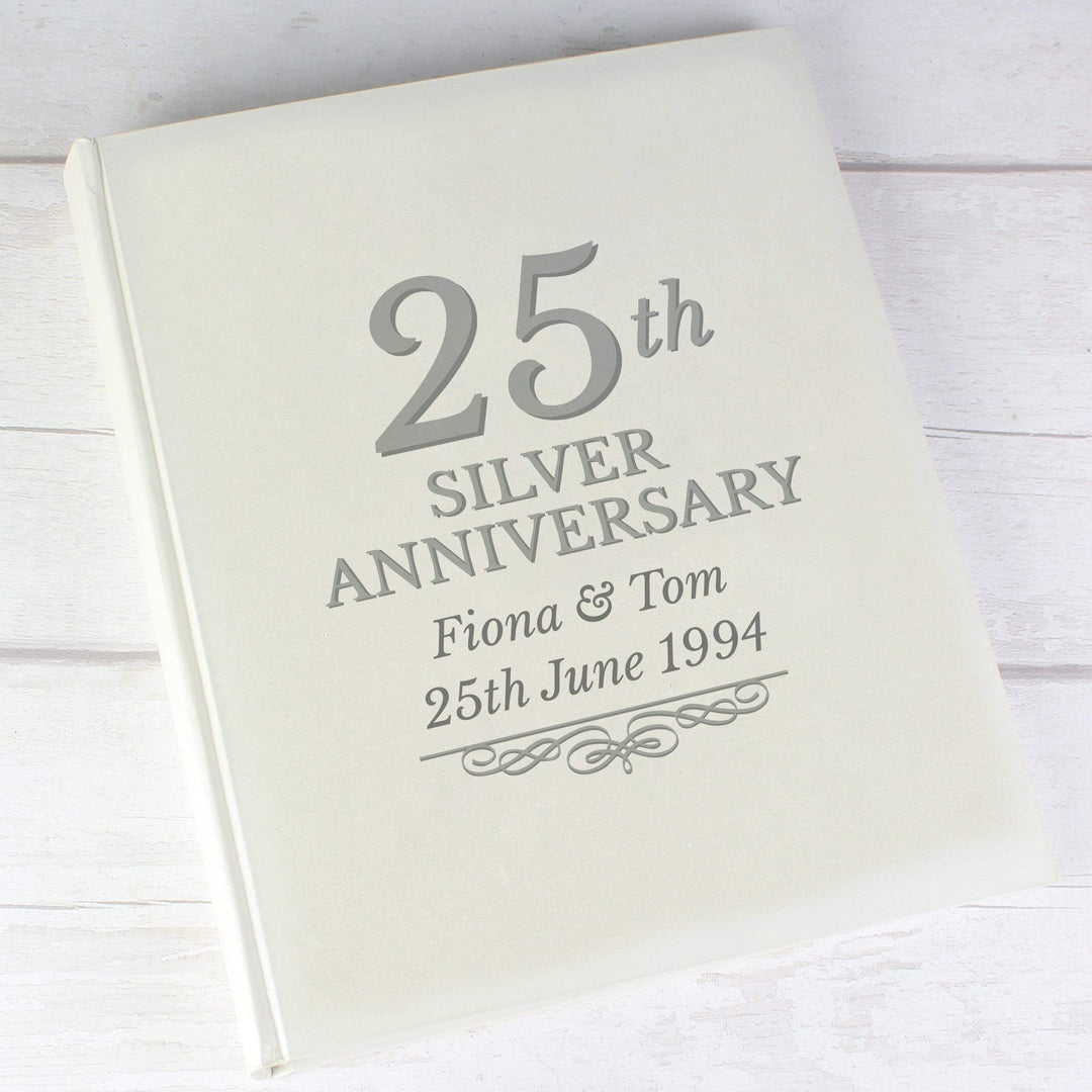 Personalised Memento Photo Frames, Albums and Guestbooks Personalised 25th Silver Anniversary Traditional Album