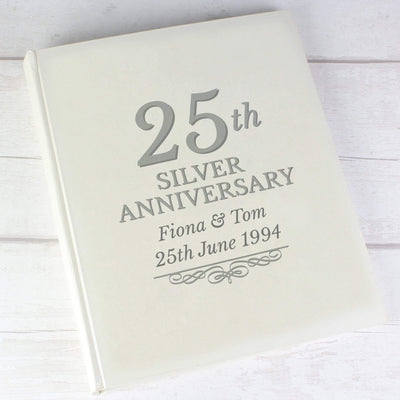 Personalised Memento Photo Frames, Albums and Guestbooks Personalised 25th Silver Anniversary Traditional Album