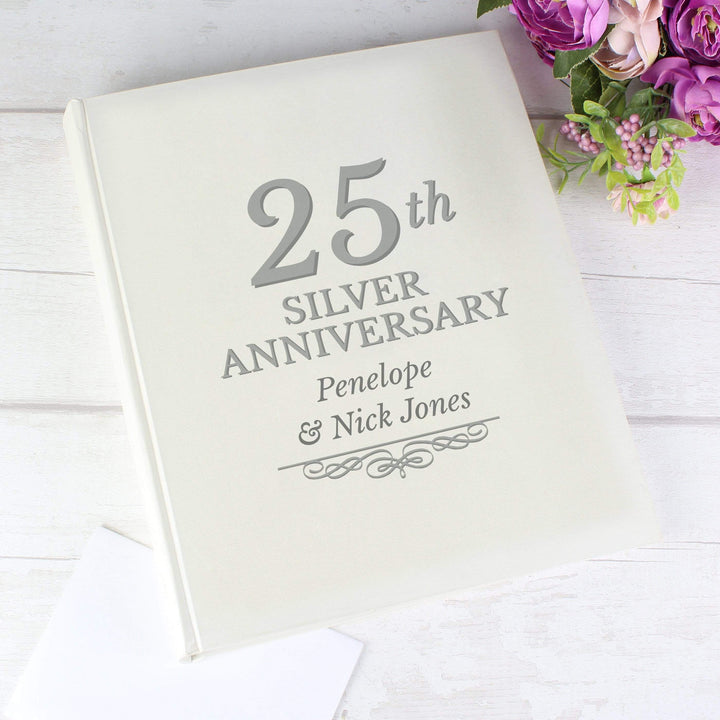 Personalised Memento Photo Frames, Albums and Guestbooks Personalised 25th Silver Anniversary Traditional Album