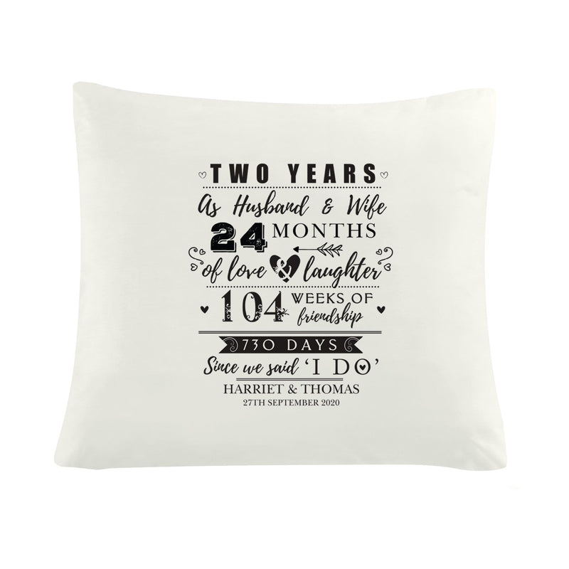 Personalised Memento Textiles Personalised 2nd Anniversary Cushion Cover