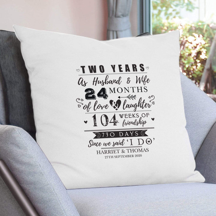 Personalised Memento Textiles Personalised 2nd Anniversary Cushion Cover