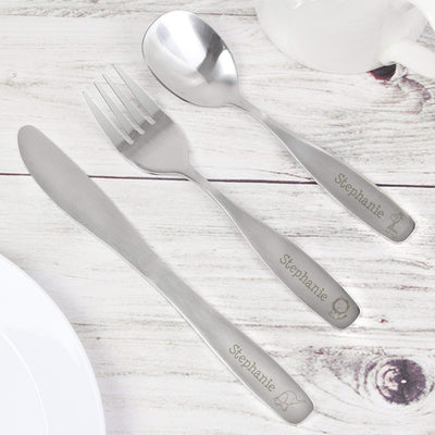 Personalised Memento Mealtime Essentials Personalised 3 Piece Hessian Friends Cutlery Set