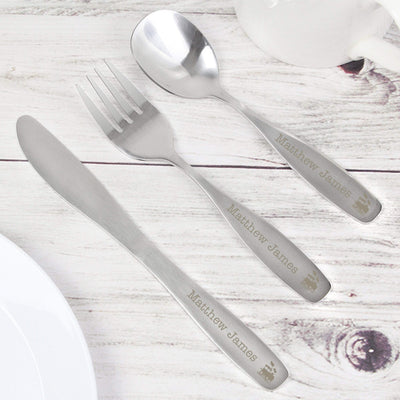 Personalised Memento Mealtime Essentials Personalised 3 Piece Train Cutlery Set