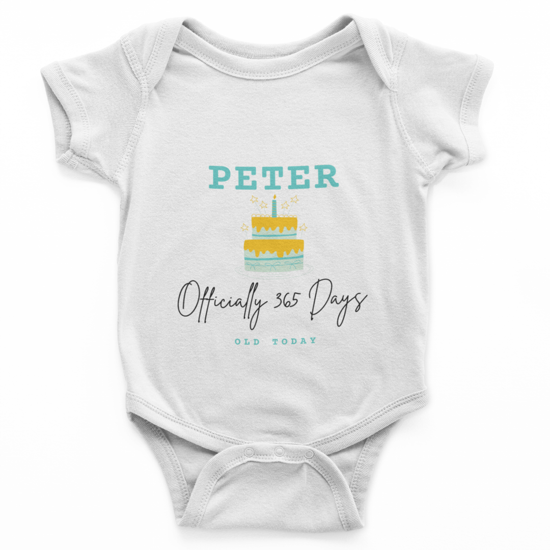 The Little Personal Shop Babygrows Personalised 365 Days Old Birthday Boy