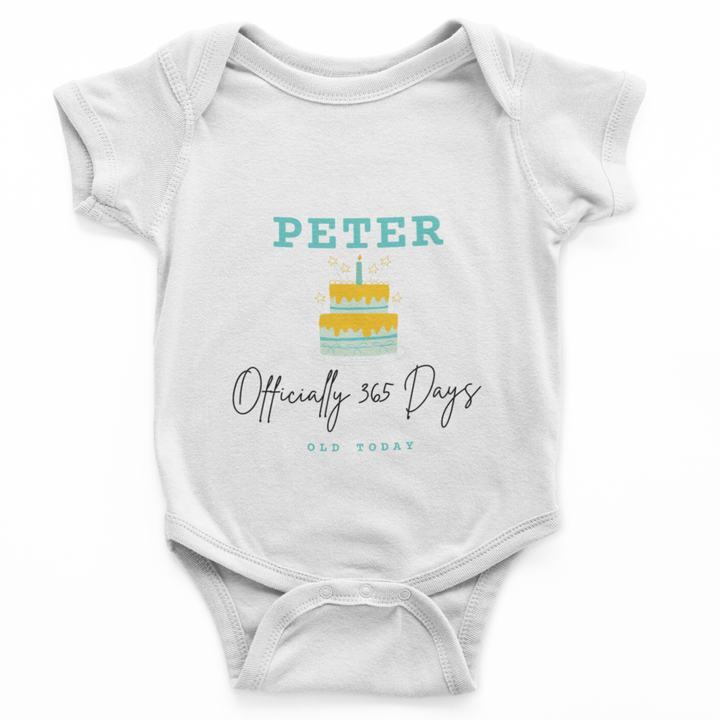 The Little Personal Shop Babygrows Personalised 365 Days Old Birthday Boy