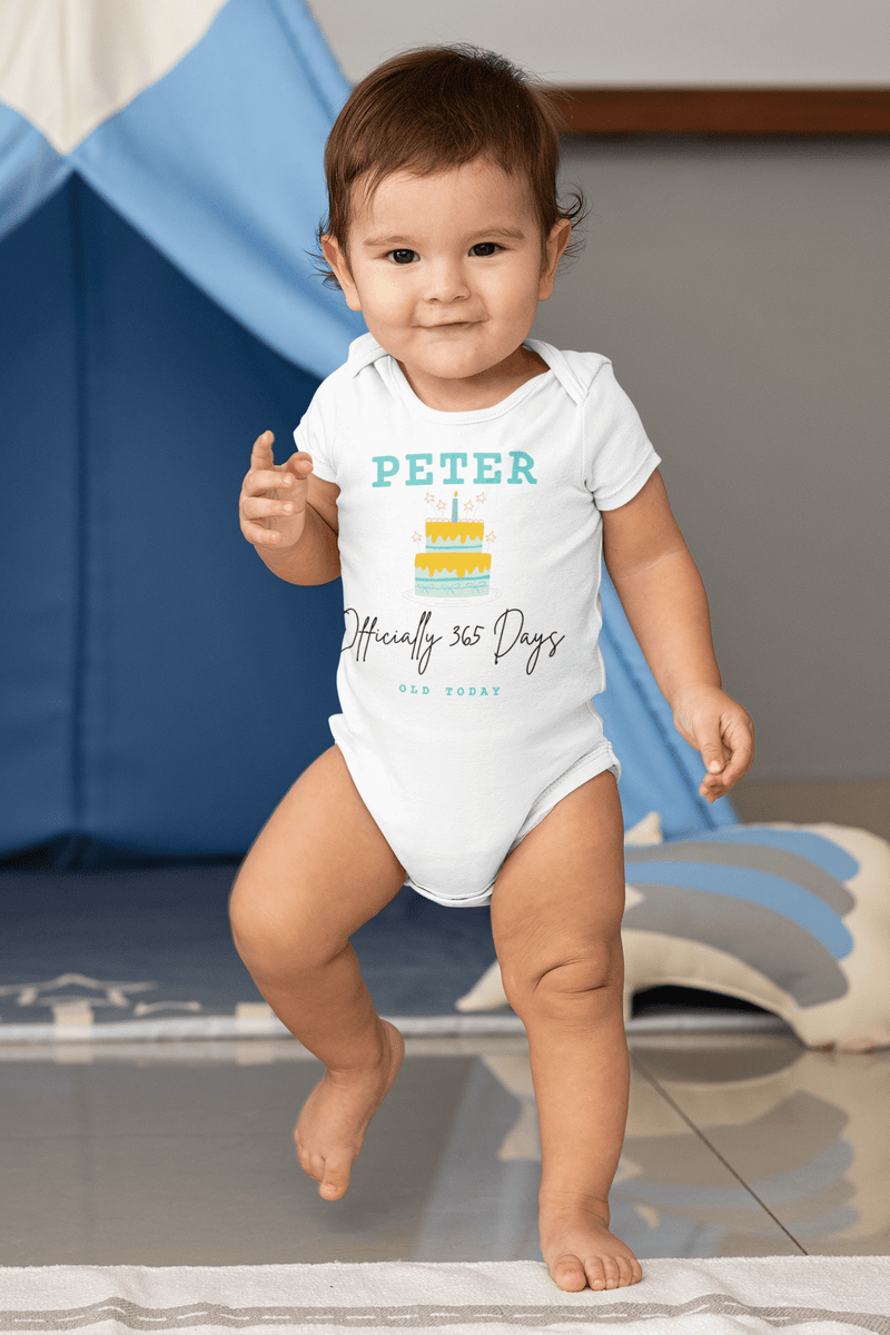 The Little Personal Shop Babygrows Personalised 365 Days Old Birthday Boy