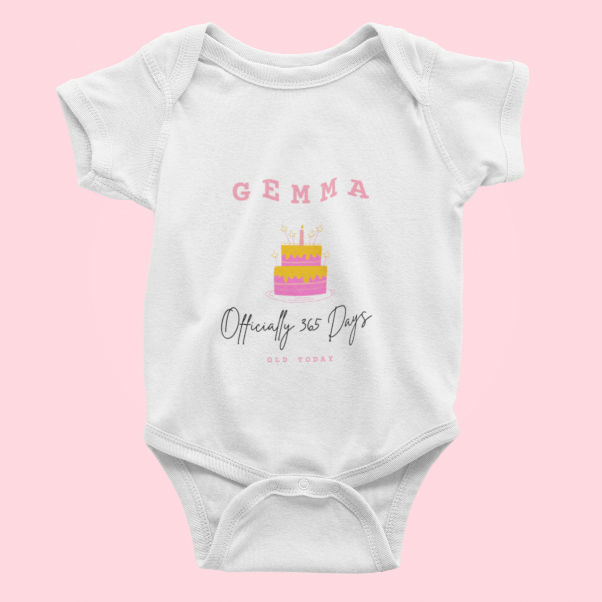The Little Personal Shop Babygrows Personalised 365 Days Old Girl Babygrow
