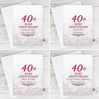Personalised Memento Greetings Cards Personalised 40th Ruby Anniversary Card