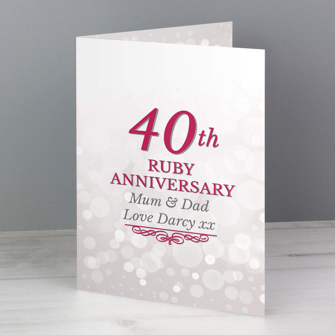 Personalised Memento Greetings Cards Personalised 40th Ruby Anniversary Card