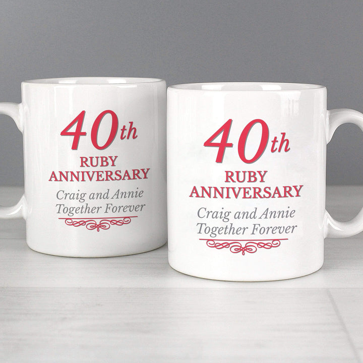 Personalised Memento Mugs Personalised 40th Ruby Anniversary Mug Set