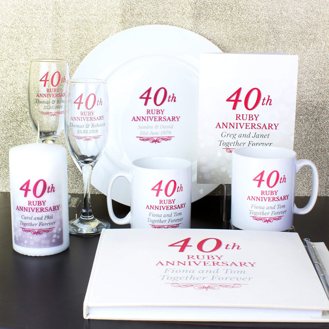 Personalised Memento Mugs Personalised 40th Ruby Anniversary Mug Set