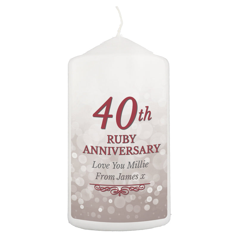 Personalised Memento Candles & Reed Diffusers Personalised 40th Ruby Anniversary Pillar Candle