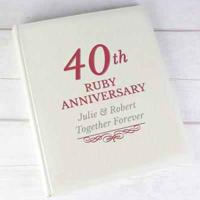 Personalised Memento Photo Frames, Albums and Guestbooks Personalised 40th Ruby Anniversary Traditional Album