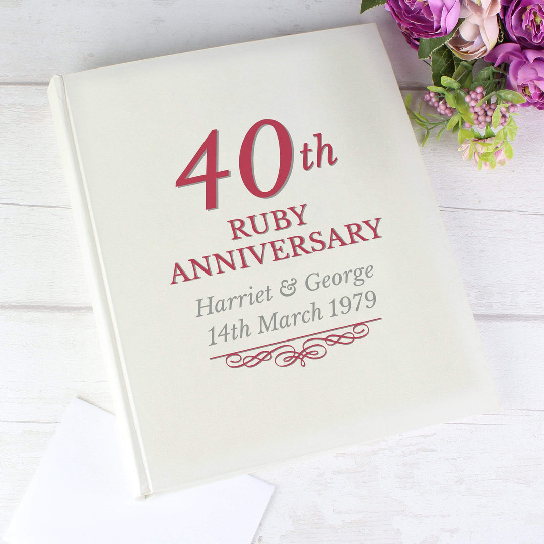 Personalised Memento Photo Frames, Albums and Guestbooks Personalised 40th Ruby Anniversary Traditional Album