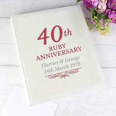 Personalised Memento Photo Frames, Albums and Guestbooks Personalised 40th Ruby Anniversary Traditional Album