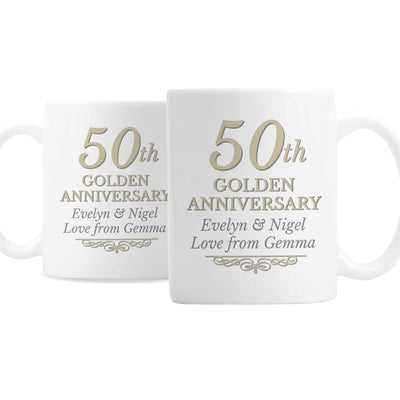 Personalised Memento Mugs Personalised 50th Golden Anniversary Mug Set