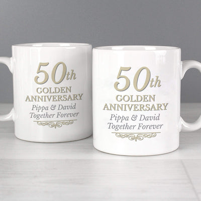Personalised Memento Mugs Personalised 50th Golden Anniversary Mug Set