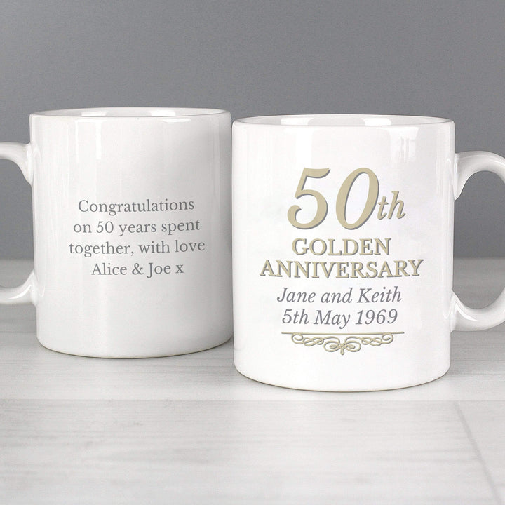 Personalised Memento Mugs Personalised 50th Golden Anniversary Mug Set