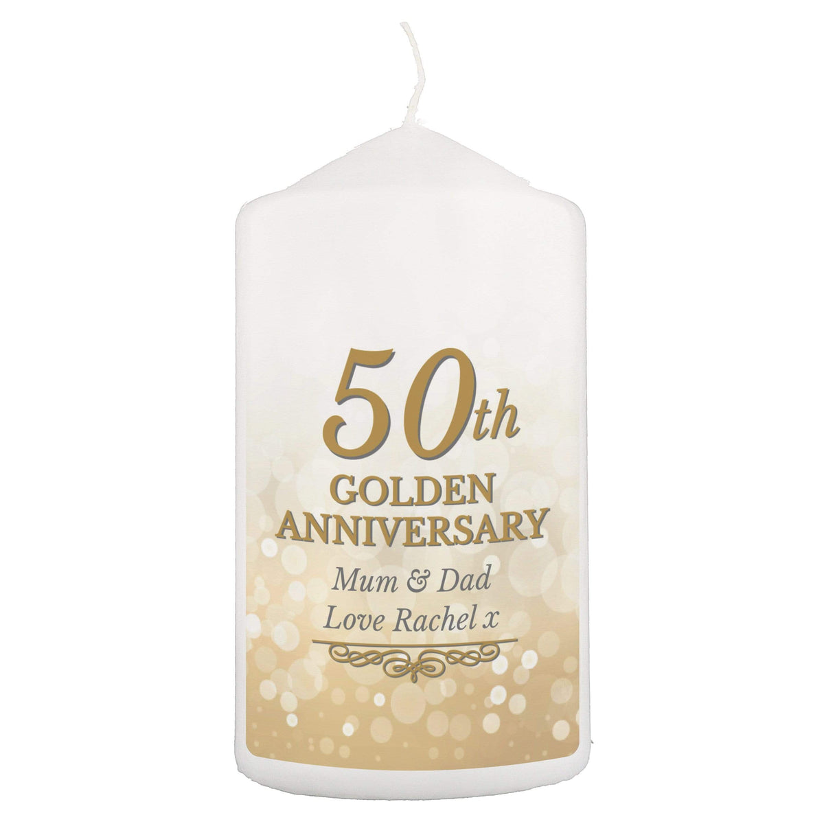 Personalised Memento Candles & Reed Diffusers Personalised 50th Golden Anniversary Pillar Candle