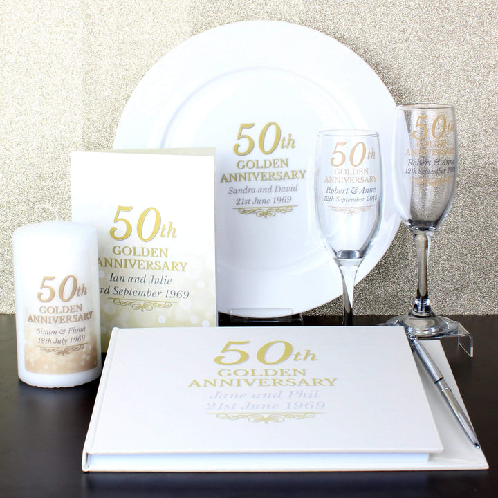 Personalised Memento Candles &amp; Reed Diffusers Personalised 50th Golden Anniversary Pillar Candle