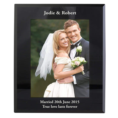 Personalised Memento Photo Frames, Albums and Guestbooks Personalised 5x7 Black Glass Photo Frame