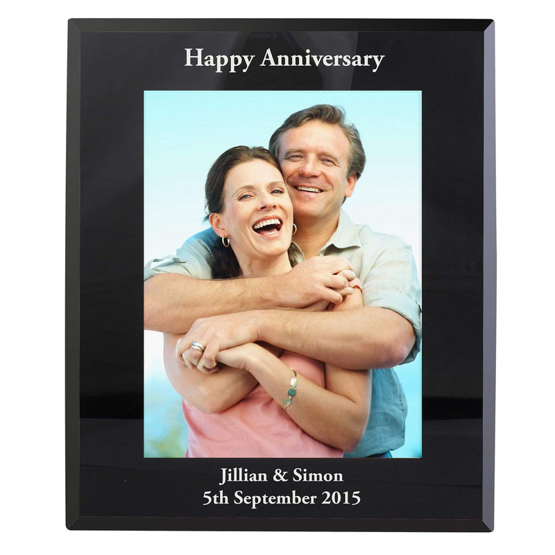Personalised Memento Photo Frames, Albums and Guestbooks Personalised 5x7 Black Glass Photo Frame