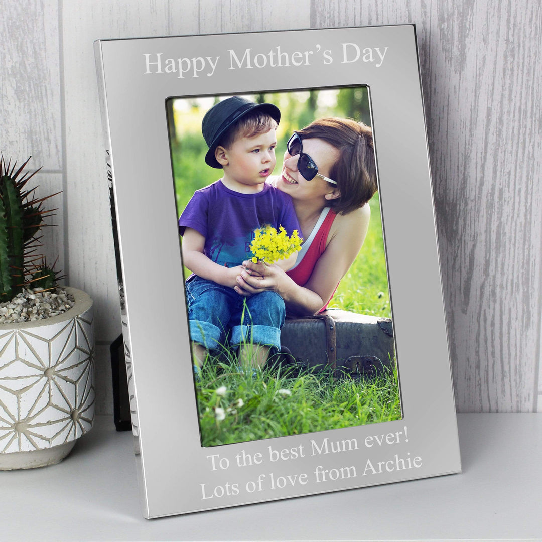 Personalised Memento Photo Frames, Albums and Guestbooks Personalised 6x4 Any Message Silver Photo Frame
