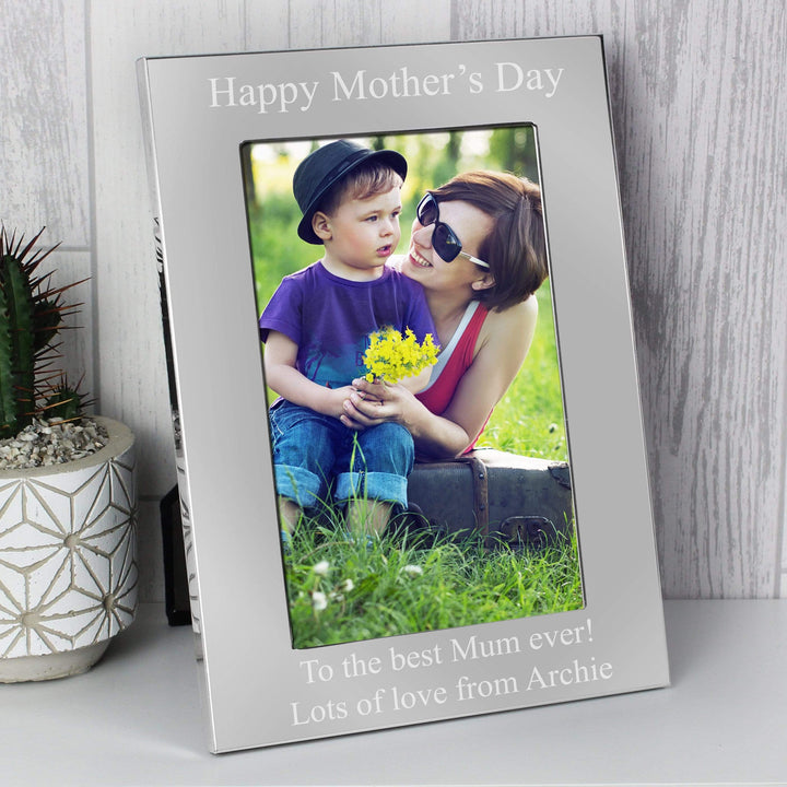 Personalised Memento Photo Frames, Albums and Guestbooks Personalised 6x4 Any Message Silver Photo Frame