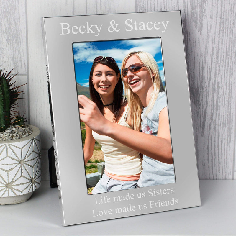 Personalised Memento Photo Frames, Albums and Guestbooks Personalised 6x4 Any Message Silver Photo Frame