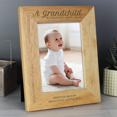 Personalised Memento Wooden Personalised 'A Grandchild is a Blessing' 5x7 Wooden Photo Frame